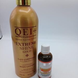Lait QEI plus Extreme Shine Gold 500ml et serum Francoise Bedon Ultime Carotte Booseter