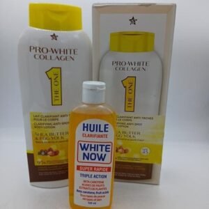 Lait Pro White Collagen Clarifiant et Huile White Now Clarifiant anti taches