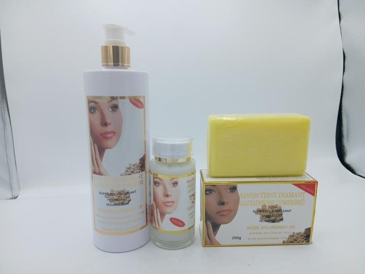 Teint Diamant Glutathione Comprimé Lait concentrée 500ml Huile Concentré 100ml et savon gommant 250ml