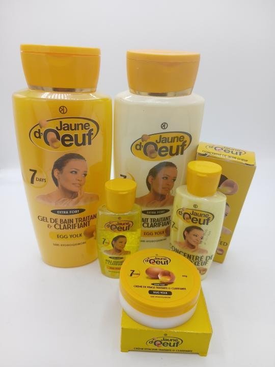 Gamme Jaune d’Œuf 5 Pcs avec gel douche Et Lait corporelle