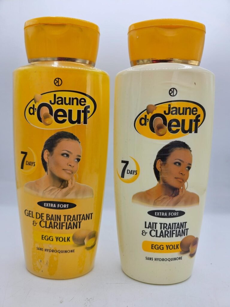 Duo Jaune d'Oeuf Lait 4500ml et gel douche anti taches concentré clarifiant et  efficace