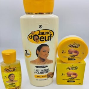 Gamme Jaune d'Oeuf Savon , Lait 4500ml , et Crème visage anti taches concentré clarifiant et efficace 3pcs