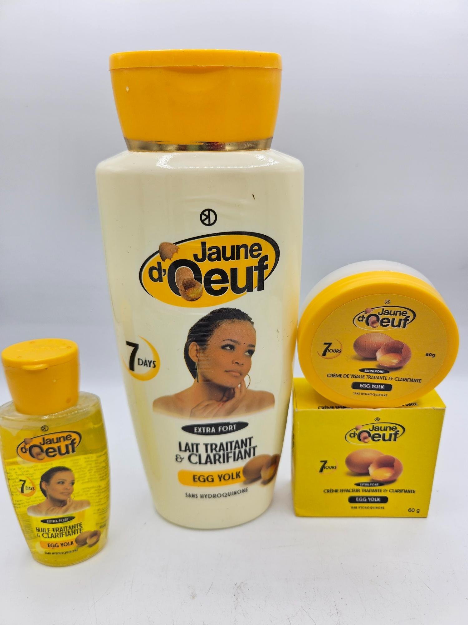 Gamme Jaune d'Oeuf Savon , Lait 4500ml , et Crème visage anti taches concentré clarifiant et efficace 3pcs – Image 2