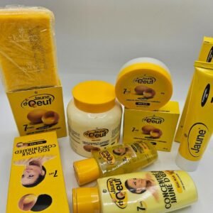 Gamme Jaune d'Oeuf Savon , creme pot 400ml , Creme tube, Concentré, Crème visage Et Huile anti taches concentré clarifiant et efficace 6pcs