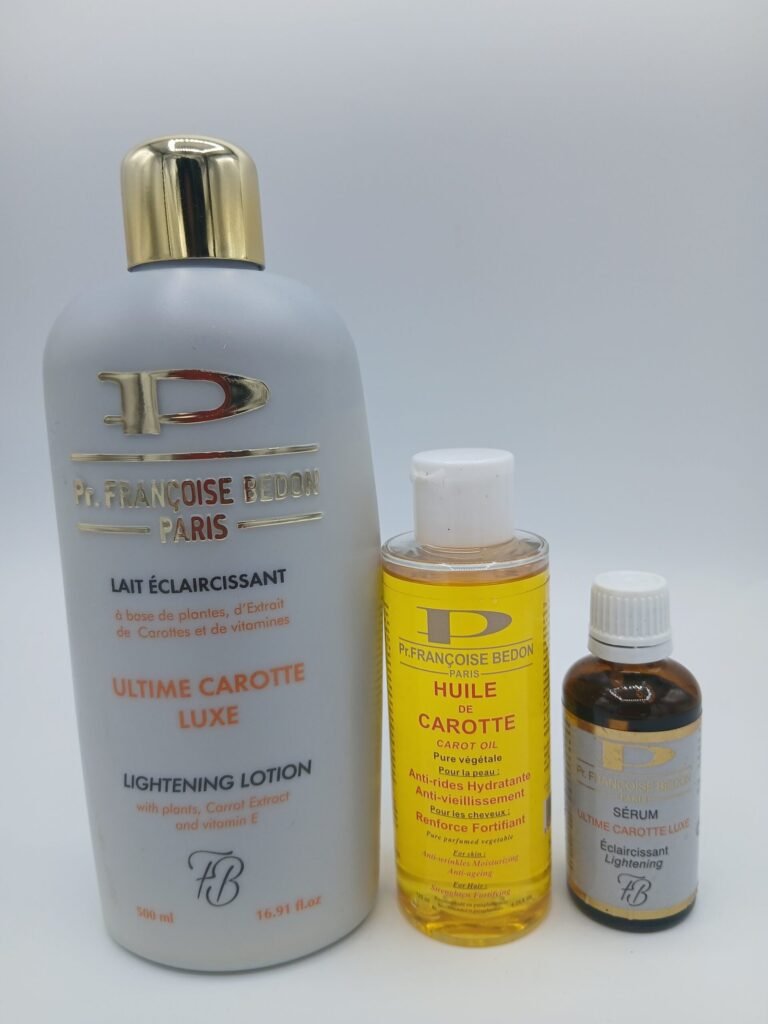 gamme Carrot Francoise Bedon , lait 500ml, huile de carrot et serum